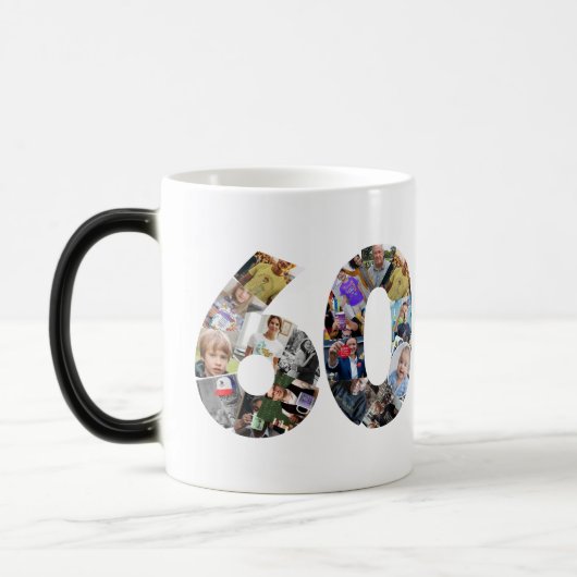 熱反応性60歳の誕生日フォトメモリ モーフィングマグカップ (左)