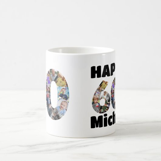 熱反応性60歳の誕生日フォトメモリ モーフィングマグカップ (中央)