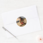 熱夏ビキニ女の子フォトポストカードマグネット ラウンドシール (封筒)