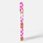 熱市松模様にいピンクの笑顔の花パーソナライズされた Case-Mate iPhoneケース (裏面 / 左)