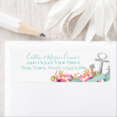 熱帯いかりフローラ水彩リボンバナー ラベル (インサイチュ)