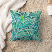 熱帯おおいのやしジャングルの水彩画パターン クッション (ブランケット)