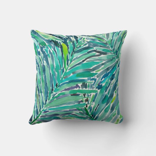 熱帯おおいのやしジャングルの水彩画パターン クッション (裏面)