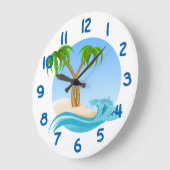 熱帯おもしろいのビーチおよびヤシの木 ラージ壁時計 (傾斜)