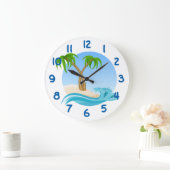 熱帯おもしろいのビーチおよびヤシの木 ラージ壁時計 (ホーム)