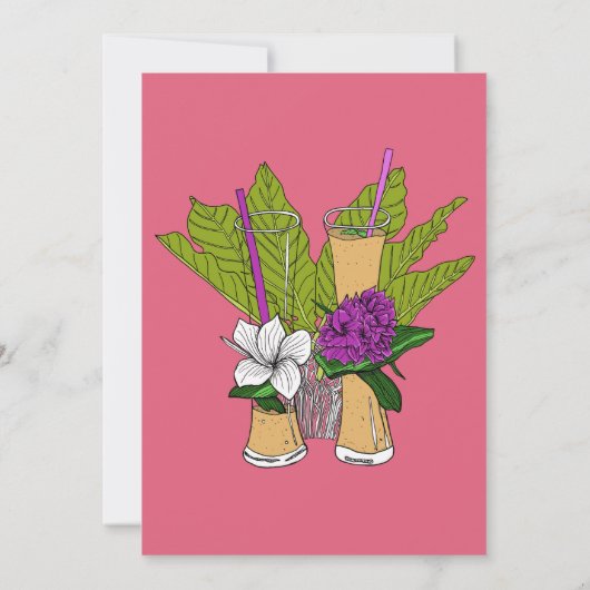 熱帯おもしろいカラフル50バースデーカクテルパーティー 招待状 (裏面)