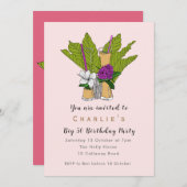 熱帯おもしろいカラフル50バースデーカクテルパーティー 招待状 (正面/裏面)