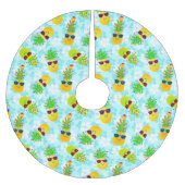 熱帯おもしろいクリスマスパイナップル ブラッシュドポリエステルツリースカート (正面)