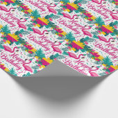 熱帯おもしろいフラミンゴ誕生日デザイン ラッピングペーパー (角)