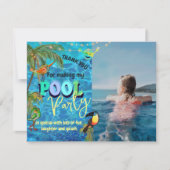 熱帯おもしろいプールパーティー写真 サンキューカード (正面)