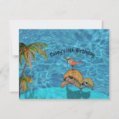 熱帯おもしろいプールパーティー写真 サンキューカード (裏面)