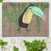 熱帯おもしろい鳥バナナの葉  キッチンタオル (折り畳み)