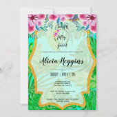 熱帯および金ゴールド年齢の誕生日の招待状 招待状 (正面)