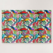 熱帯お洒落カラフルジャングルの鳥が難しい ジグソーパズル (横)