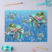 熱帯お洒落海カラフル亀花模様 薄葉紙 (クラフト)