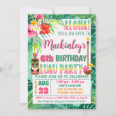 熱帯お祝いルアウ（ハワイ式宴会）パーティー誕生日 招待状 (正面)