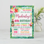 熱帯お祝いルアウ（ハワイ式宴会）パーティー誕生日 招待状 (スタンド正面)