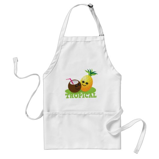 熱帯かわいいかわいいココナッツおよびパイナップル スタンダードエプロン (正面)