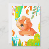 熱帯かわいいオレンジの恐竜の赤ちゃんシャワーinvitati 招待状 (裏面)