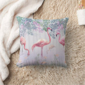 熱帯かわいいファミリーピンクフラミンゴ クッション (ブランケット)