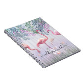 熱帯かわいい家族ピンクのフラミンゴスの水色。 ノートブック (右側)