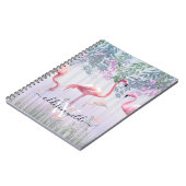 熱帯かわいい家族ピンクのフラミンゴスの水色。 ノートブック (左側)