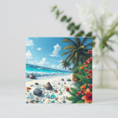 熱帯かわいらしビーチシーン | ブランク カード (スタンド正面)