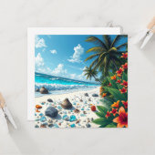 熱帯かわいらしビーチシーン | ブランク カード (正面/裏面インサイチュ)