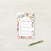 熱帯かわいらしフローラ緑 |モノグラム ポストイット (デスク上)