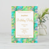 熱帯かわいらし椰子の葉誕生日招待状 招待状 (スタンド正面)