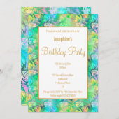 熱帯かわいらし椰子の葉誕生日招待状 招待状 (正面/裏面)