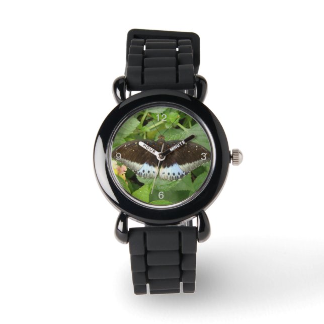 熱帯かわいらし蝶グリッターウォッチ番号 腕時計 (正面)