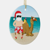 熱帯こぶ日のラクダのサンタのクリスマスのオーナメント セラミックオーナメント (右)