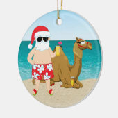 熱帯こぶ日のラクダのサンタのクリスマスのオーナメント セラミックオーナメント (左)