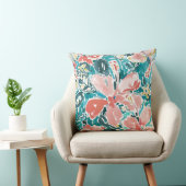 熱帯こんにちはのハイビスカスの水彩画の花柄パターン クッション (椅子)