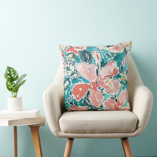 熱帯こんにちはのハイビスカスの水彩画の花柄パターン クッション (椅子)