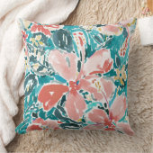 熱帯こんにちはのハイビスカスの水彩画の花柄パターン クッション (ブランケット)