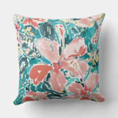 熱帯こんにちはのハイビスカスの水彩画の花柄パターン クッション (裏面)
