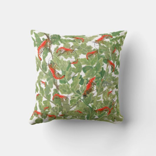 熱帯さくらんぼエビ水族館ペットの緑の葉 クッション (裏面)