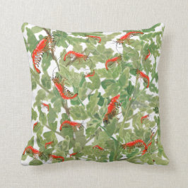 熱帯さくらんぼエビ水族館ペットの緑の葉 クッション