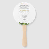 熱帯と金ゴールドのラウンドウェディングプログラムファン ハンドファン (裏面)