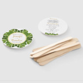 熱帯と金ゴールドのラウンドウェディングプログラムファン ハンドファン (組立なし)