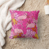 熱帯とfを背景にしたフ葉ラミンゴス クッション (ブランケット)