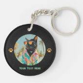 熱帯ねこ姿勢ラウンド キーホルダー (裏面)