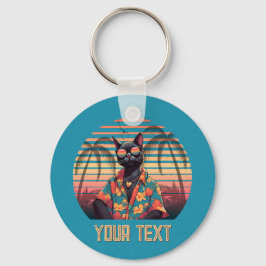 熱帯ねこ姿勢ラウンド キーホルダー