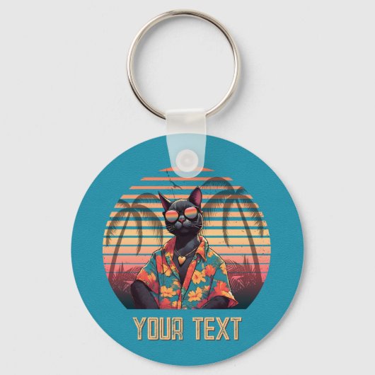 熱帯ねこ姿勢ラウンド キーホルダー (正面)