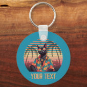 熱帯ねこ姿勢ラウンド キーホルダー (正面)