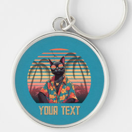 熱帯ねこ姿勢ラウンド キーホルダー