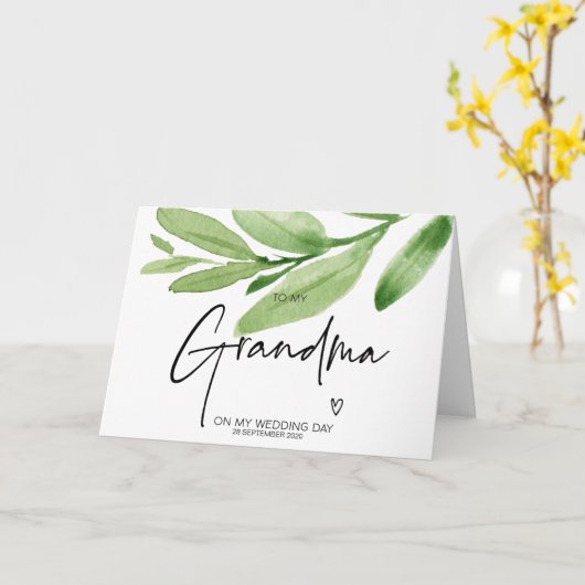 熱帯のおばあちゃんに私の結婚式の日のおばあちゃん カード (黄色い花)