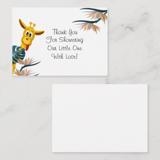 熱帯のかわいいキリンのベビーシャワーサンキューカード ノートカード (正面/裏面)